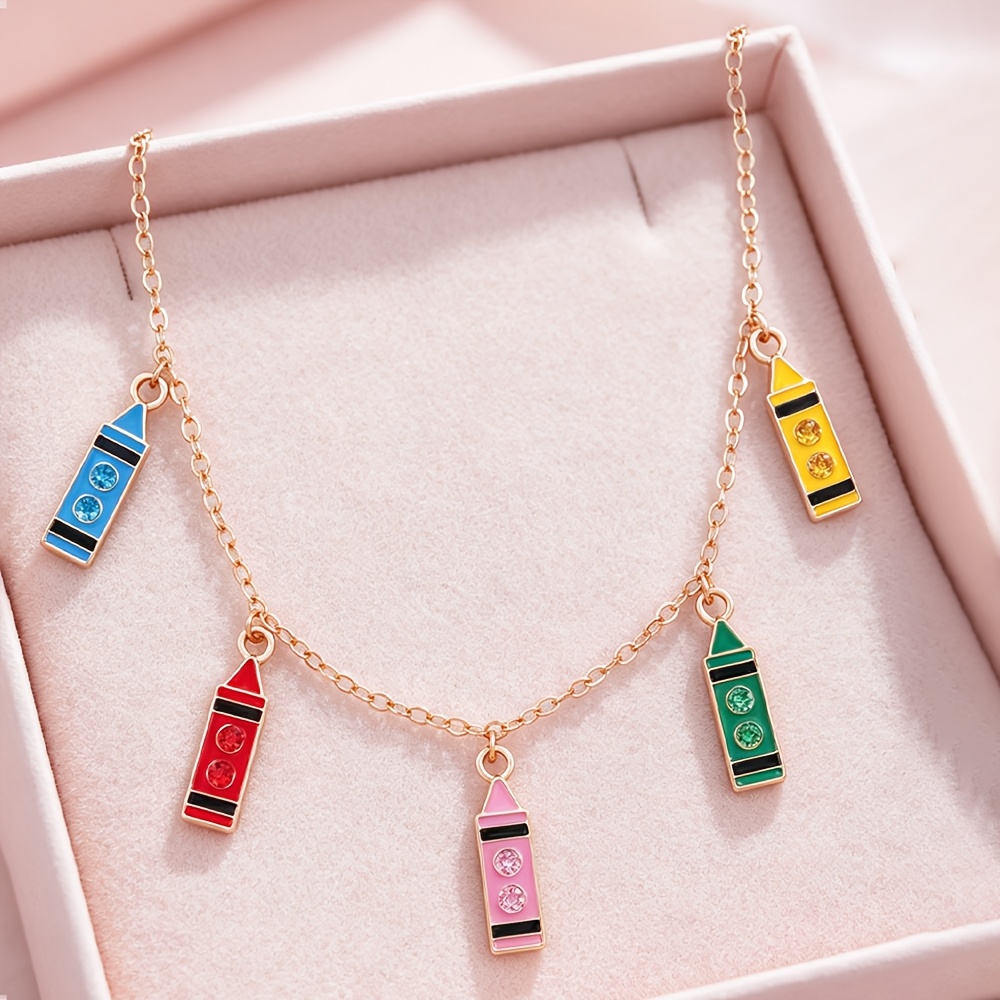 Cute Pencil-Themed Necklace & Bracelet BFF Set, Gift
